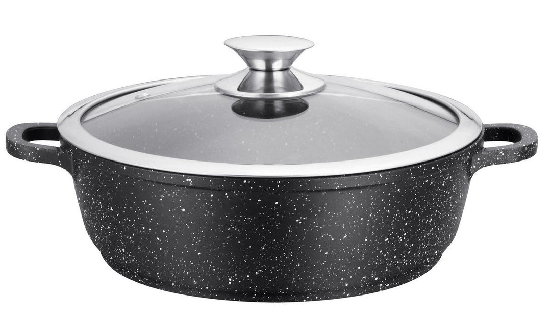 Kamberg 0008043 – Kochtopf 36 cm – Aluminiumguss – Beschichtung in Steinoptik – Mit Glasdeckel – Für