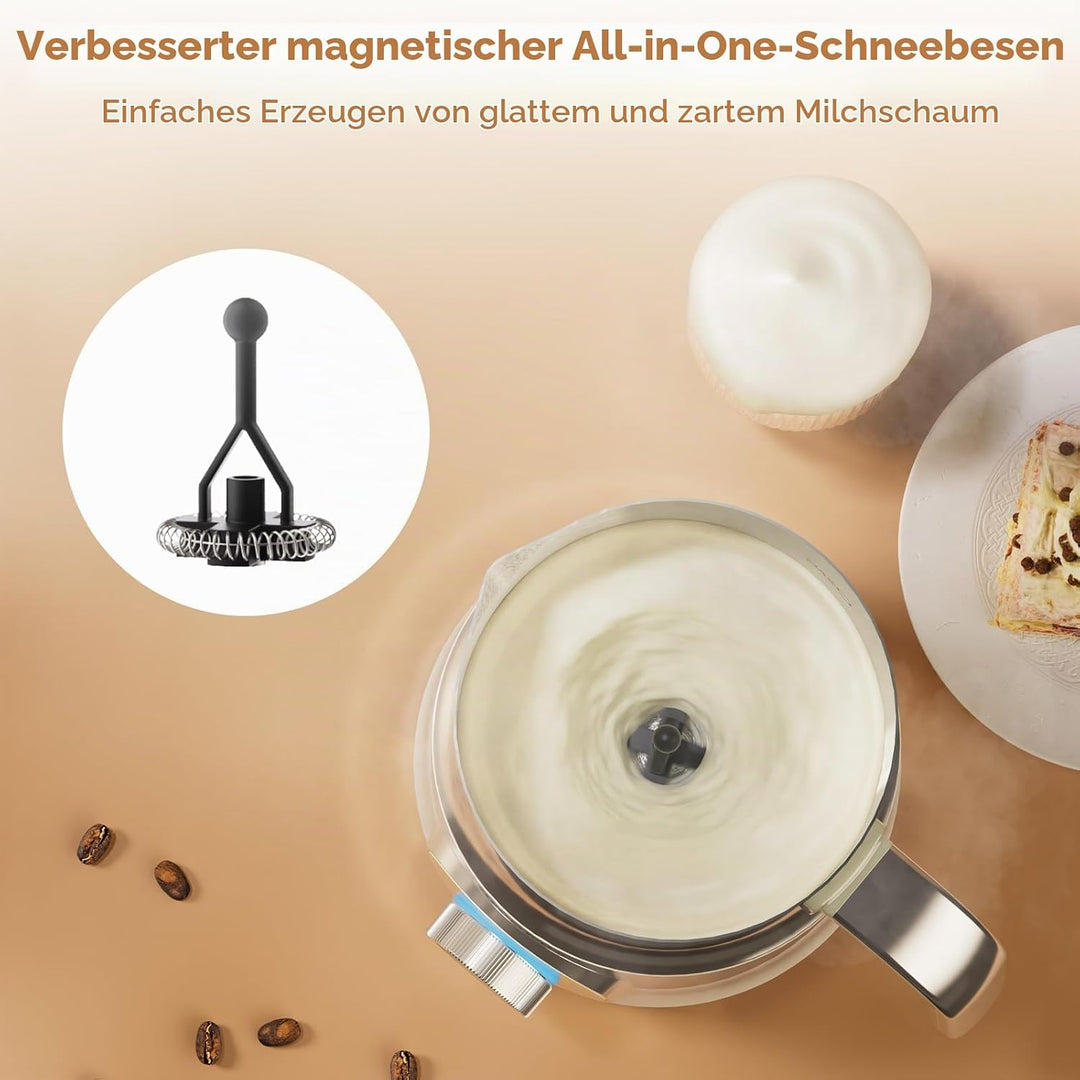 Biolomix Milchaufschäumer 7 in 1 Elektrischer Milchaufschäumer 600 W leistungsstarker Motor, 800 ml