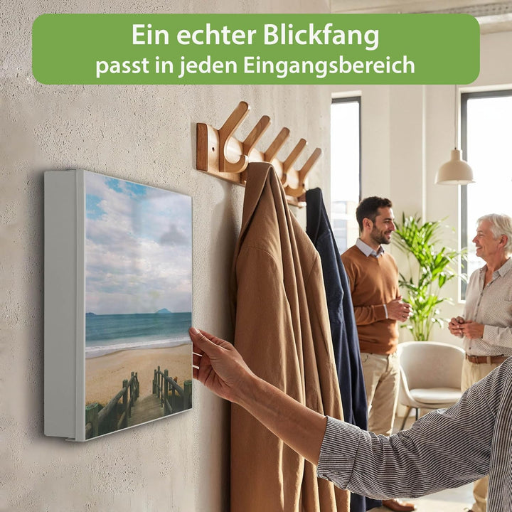 banjado Grosser Schlüsselkasten Glas - Schlüsselbox 30x30cm mit 50 Haken - Schlüsselkasten modern fü