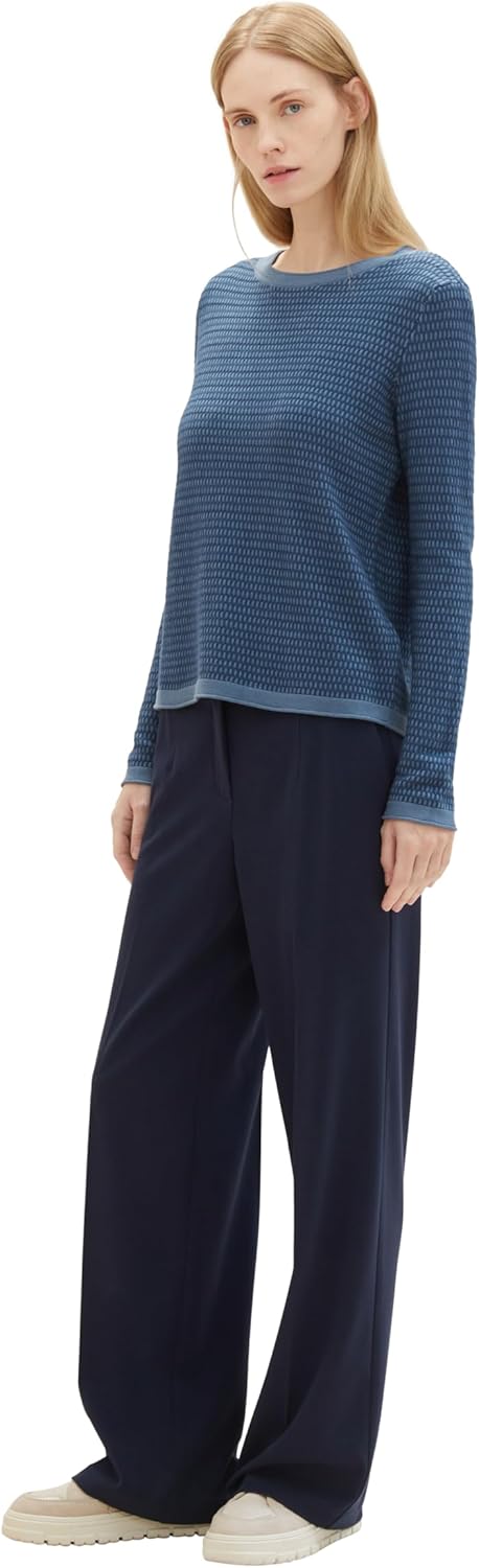 TOM TAILOR Damen Pullover, 34420 - Blue Blue Structure