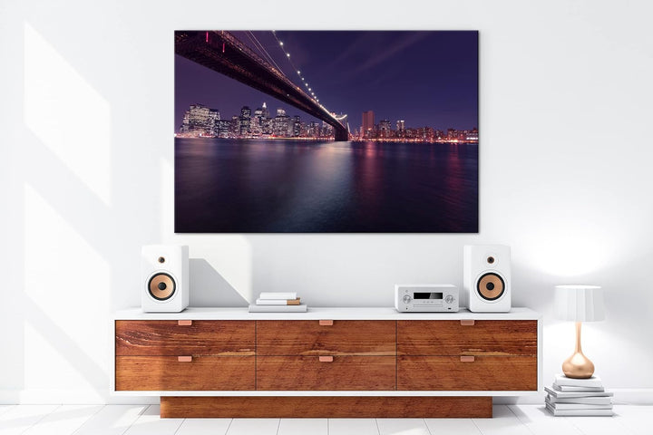 deyoli Brooklyn Brücke mit atemberaubenden Blick auf New York im Format: 80x60 als Leinwandbild, Mot