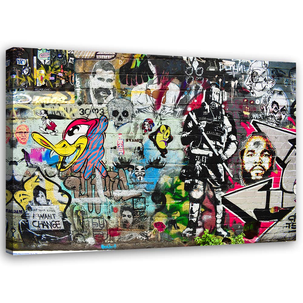 Feeby Bild auf Vlies Leinwand Street Art Abstrakt 40x30 cm Kunstdruck Modern Wandbilder Deko Flur Wo
