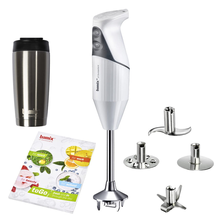 bamix Stabmixer Set M200 toGO inkl. Multifunktionsmesser, 4 Aufsätze, Isolierbecher, Smoothies Rezep