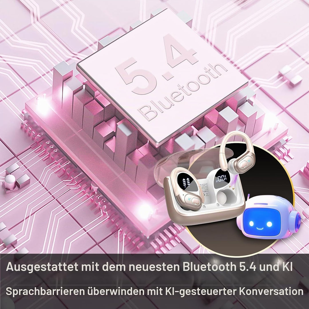AI Kopfhörer Übersetzer, 3-in-1Bluetooth 5.4 Echtzeit Sprachübersetzer Kopfhörer 164 Sprachen mit Ap