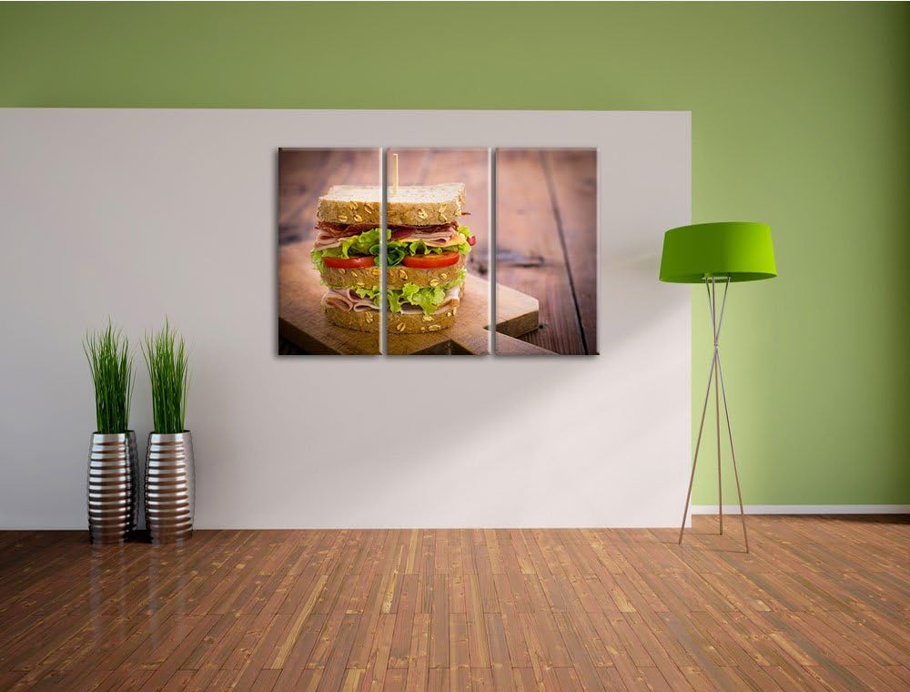 Doppeldecker Sandwitch als 3-Teiler Leinwandbild 120x80 Bild auf Leinwand, XXL riesige Bilder fertig