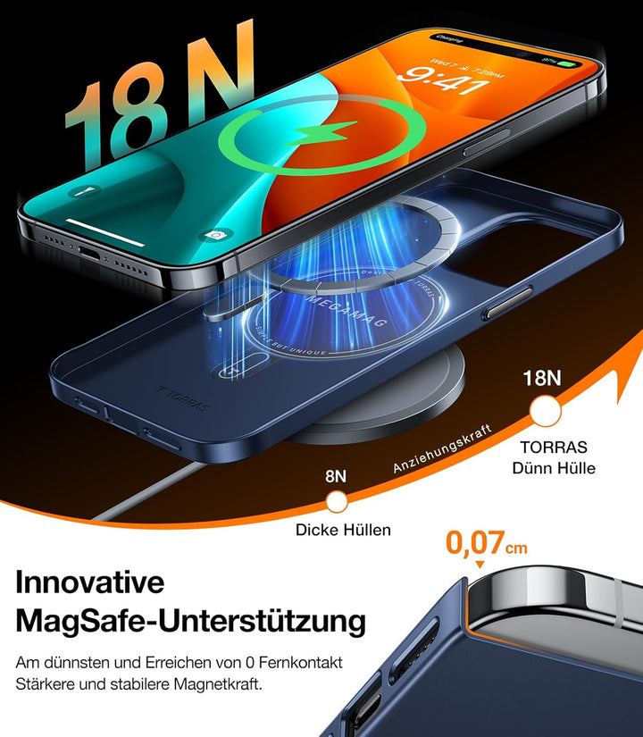 TORRAS Ultra Dünn für iPhone 15 Pro Max Hülle für MagSafe (Nr. 1 Magnetkraft, Nie Staub anhaftend) V