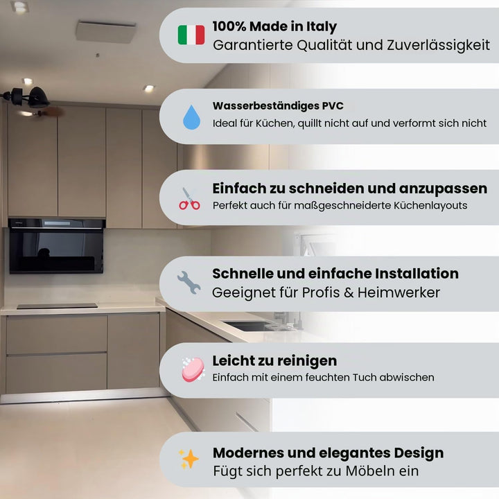 Evotrade Küchensockel – Sockelleiste aus PVC 2,5 m | Inkl. Zubehör: 2 Eckkappen 90° + 1 Verbindungss