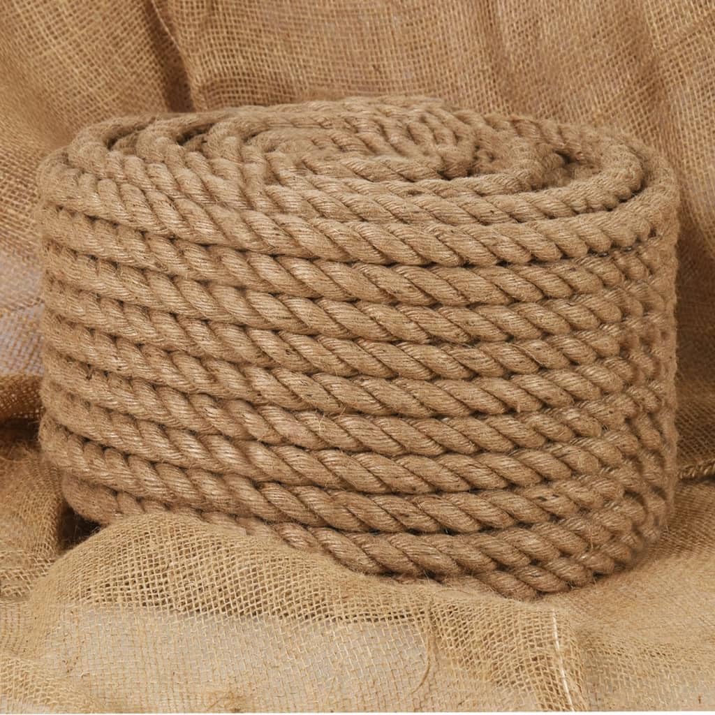 vidaXL Seil 100% Jute 20mm 50m Naturhanf Hanfseil Tauwerk Juteseil Tau Seil 50 m/20 mm, 50 m/20 mm