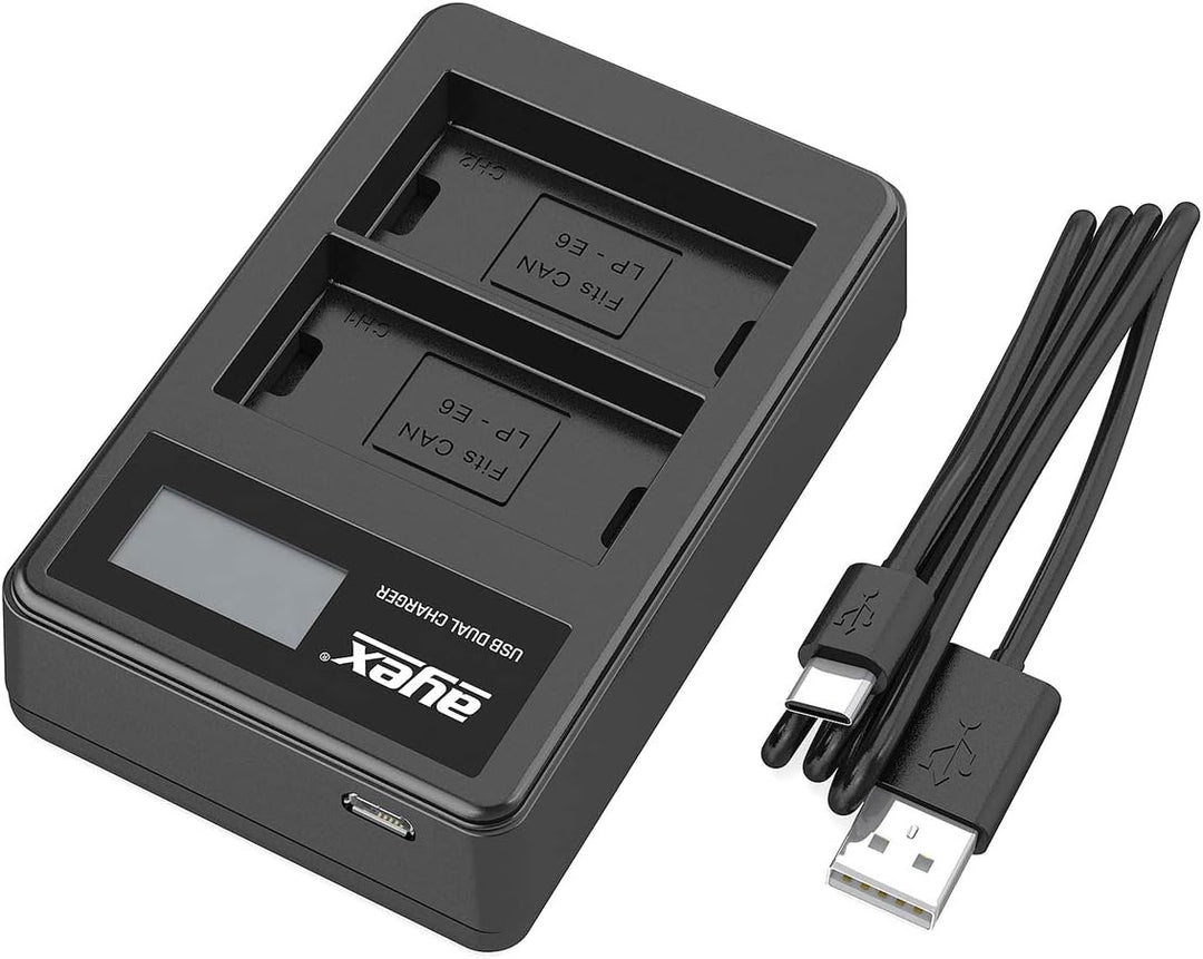 ayex Batteriegriff Kompatibel mit Canon EOS 6D Mark II inkl. 2 x LP-E6N Akku + 1 x USB Dual- Ladeger