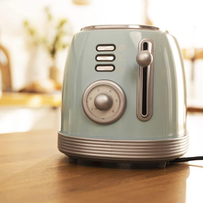 Cecotec Toast&Taste 800 Vintage Light Blue, 850 W, Doppelschlitz, extra breit, 3,8 cm, 2 Toaster, Ed