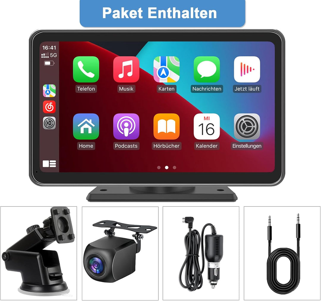 Tragbare CarPlay Display, Wireless Android Auto Monitor, 7 Zoll IPS Bildschirm mit Bluetooth-Freispr