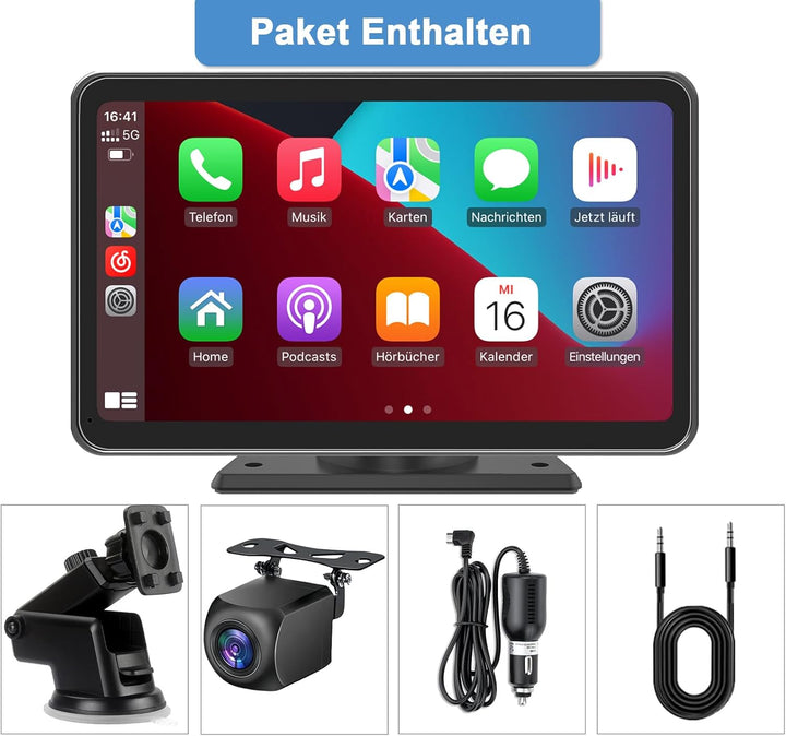 Tragbare CarPlay Display, Wireless Android Auto Monitor, 7 Zoll IPS Bildschirm mit Bluetooth-Freispr
