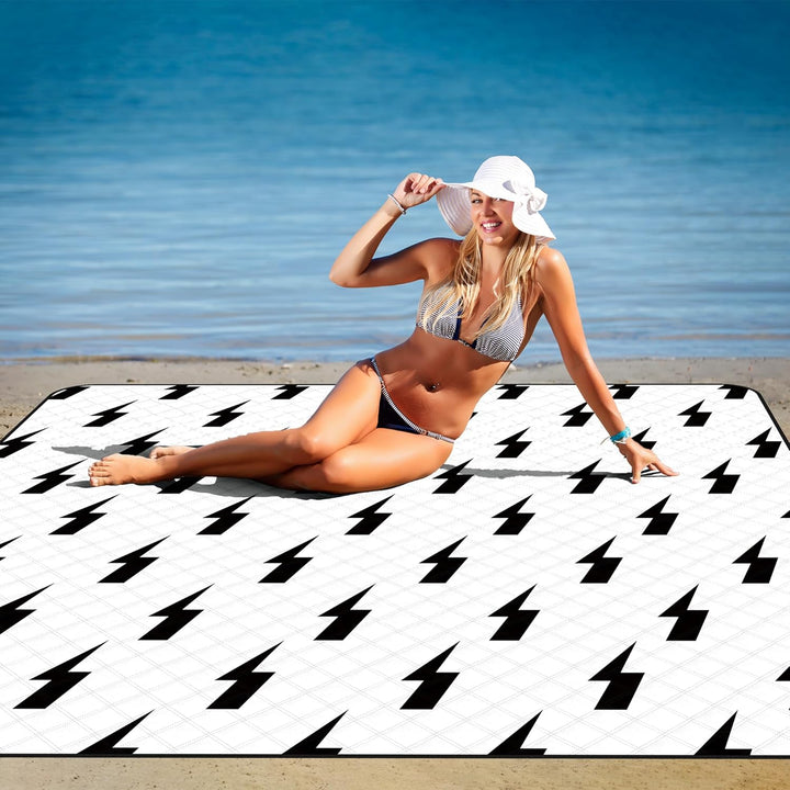 Picknickdecke 200x200 cm wasserdicht sandfrei, Strandtuch XXL,faltbare Strandmatte waschbar, extra g