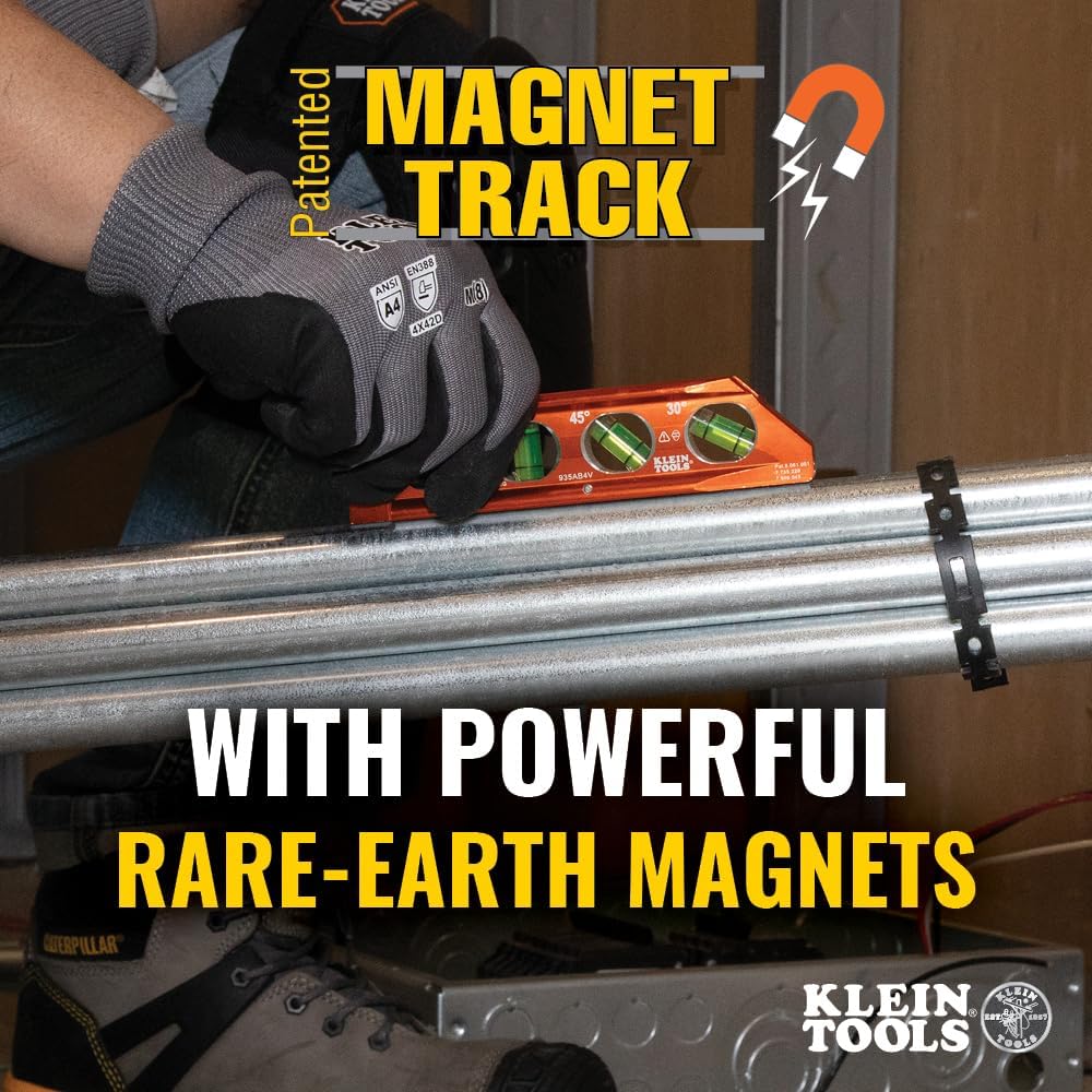 Torpedo Wasserwaage, magnetisch, 4 Libellen für Rohrbiegen & mehr, mit V-Nut & Magnetschiene Klein T