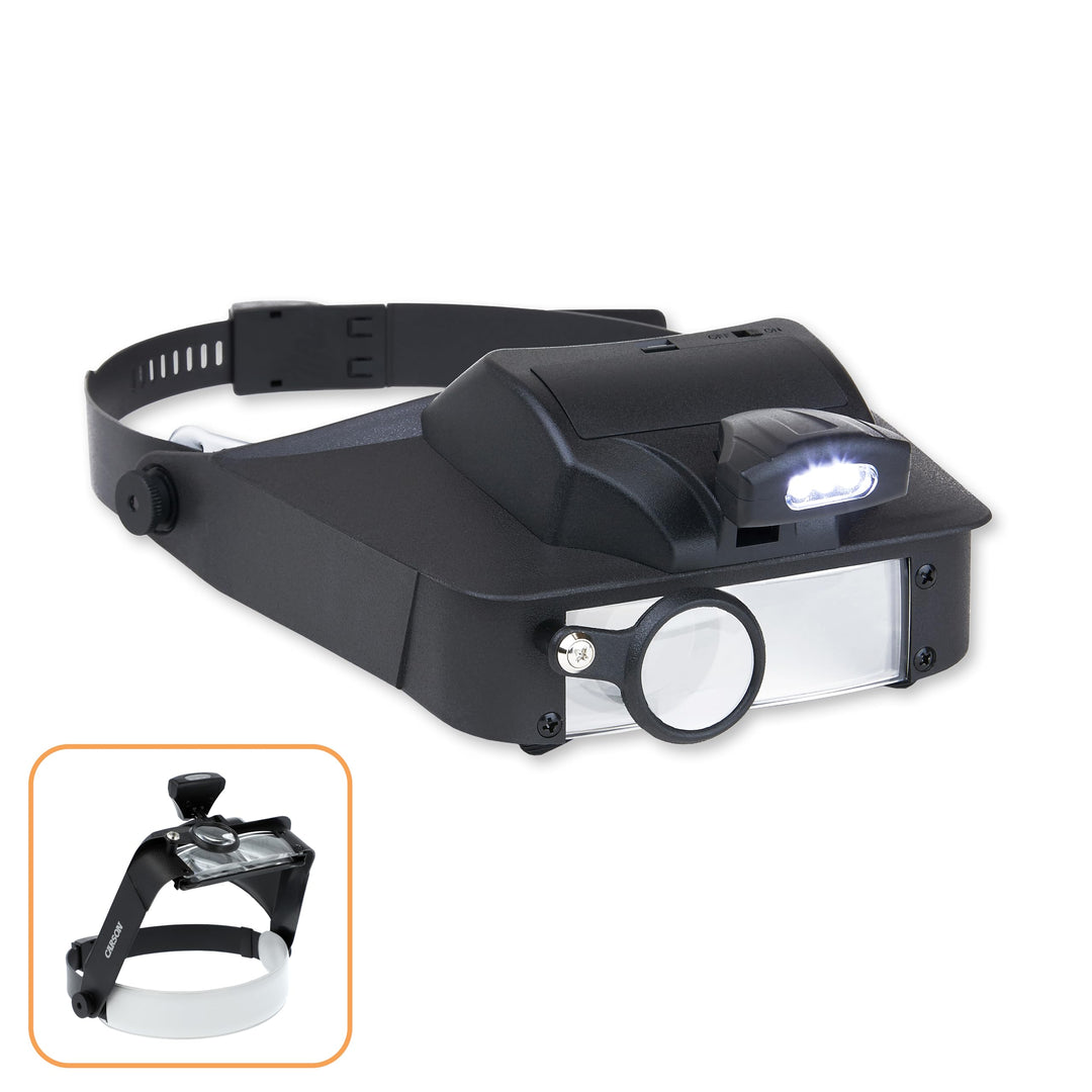 Carson LumiVisor 2x/3x/5x/6x Kopflupe mit LED und verstellbarem Kopfband (LV-10) LumiVisor (LV-10),