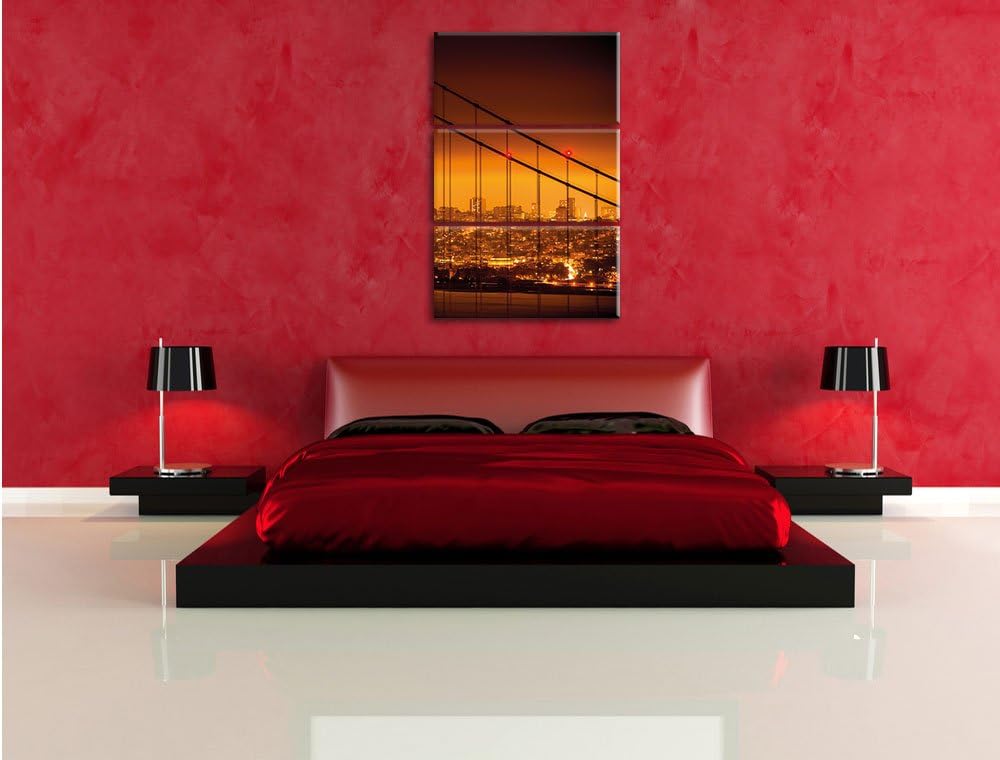 Pixxprint San Francisco Skyline/Format: 3-Teiler (120x80cm) cm/Leinwandbild fertig bespannt Wandbild