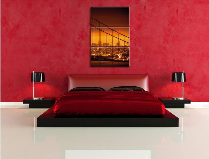 Pixxprint San Francisco Skyline/Format: 3-Teiler (120x80cm) cm/Leinwandbild fertig bespannt Wandbild