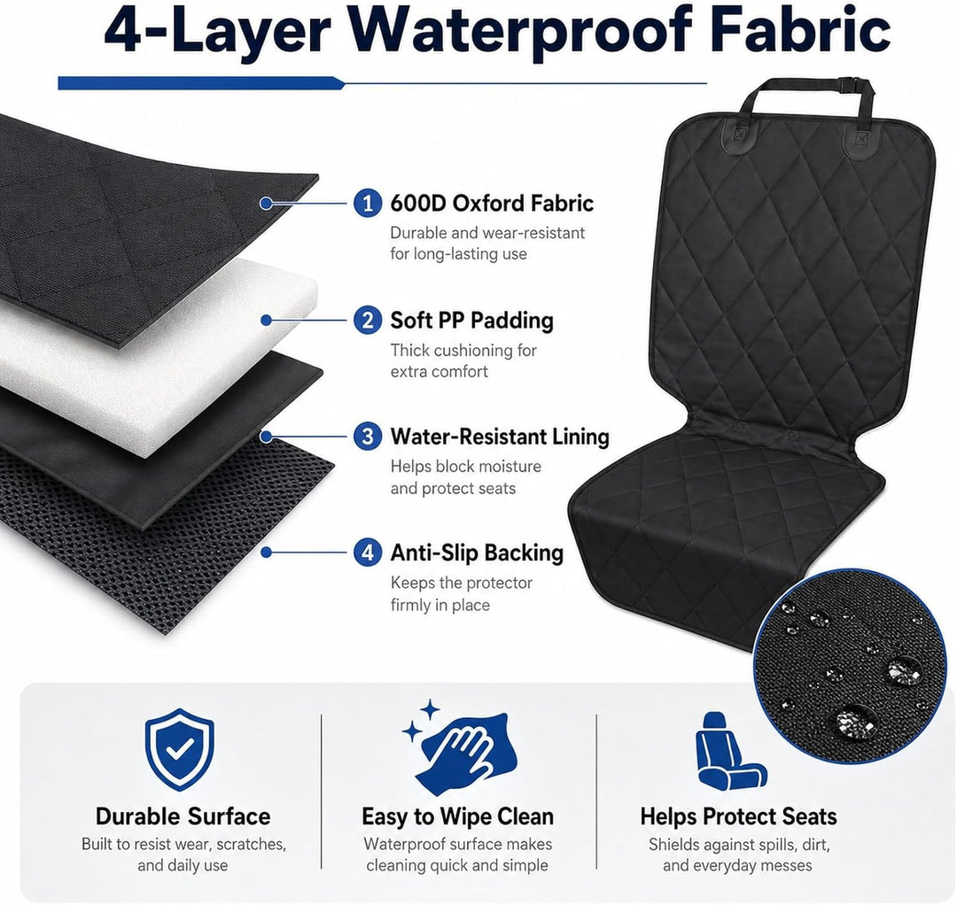 GOOGO Autositzschoner für Hunde Vordersitz, Wasserdichter Dog Front Seat Cover aus 600D Oxford Stoff