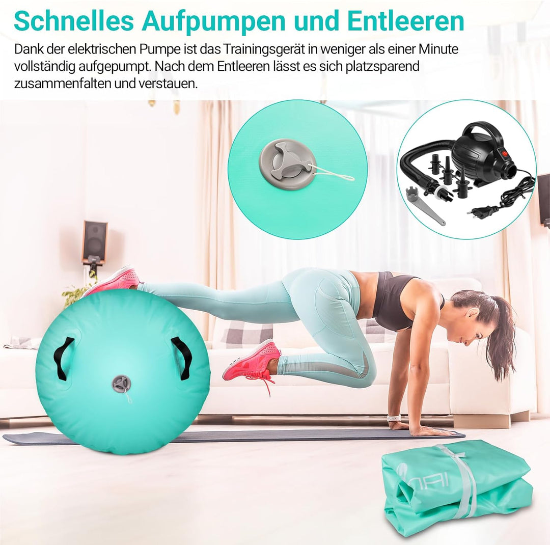 Skeufy Air Matte Track, Aufblasbare Gymnastik Yoga Air Matte Roll mit Elektrischer Luftpumpe, Airrol