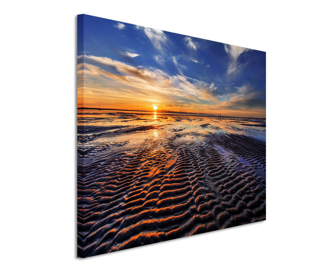 Paul Sinus Art Kunstfoto auf Leinwand 60x40cm Landschaftsfotografie – Ebbe bei Sonnenuntergang auf L