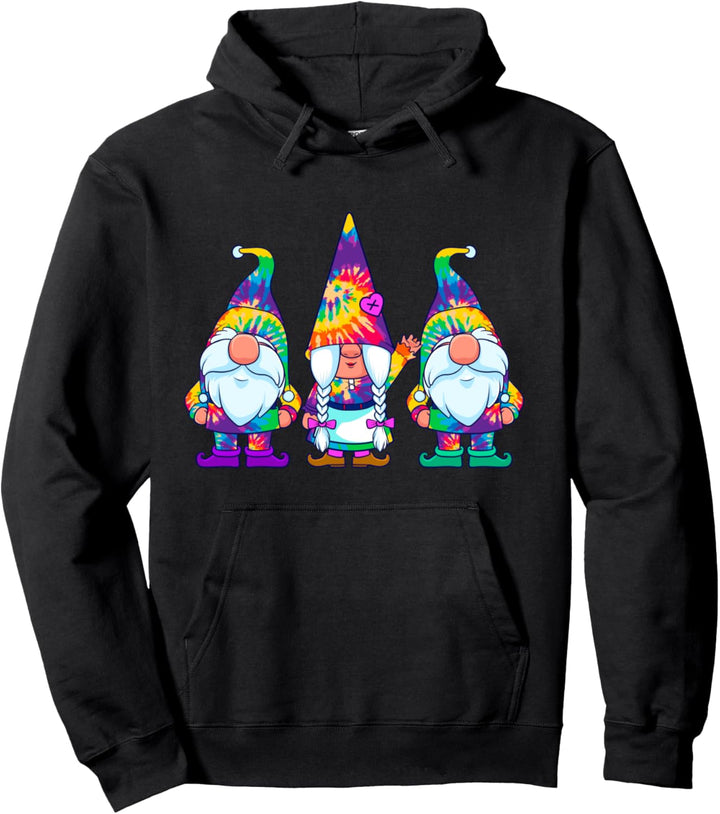 Drei Hippie Gnome Tie Dye Retro Vintage Hut Frieden Gnome Pullover Hoodie