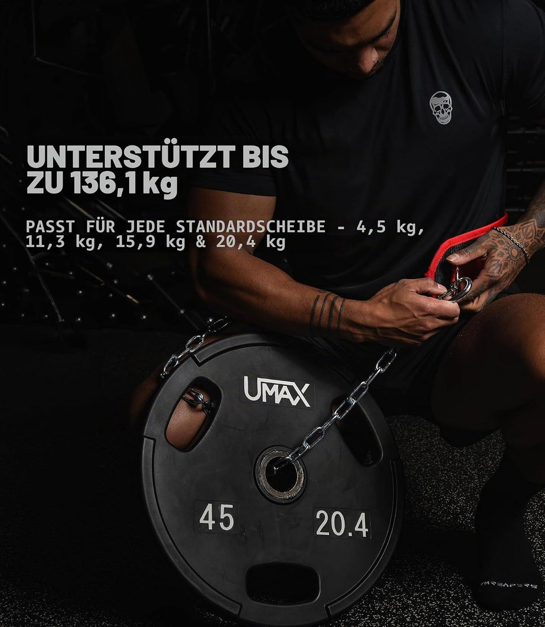 Gymreapers Dip-Gürtel mit Kette für Gewichtheben, Klimmzüge, Dips – robuste Stahlkette für zusätzlic