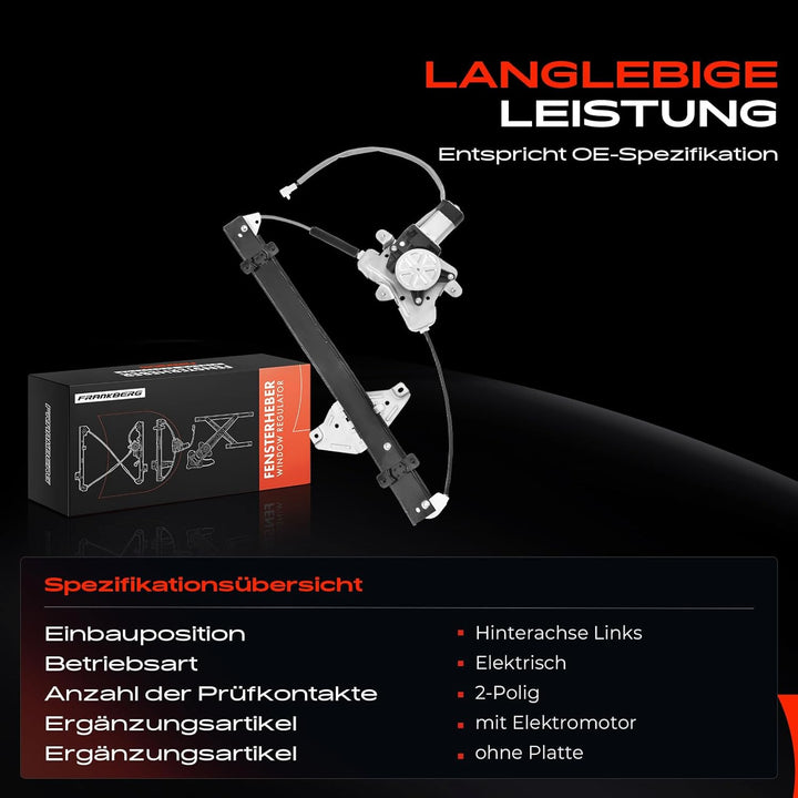 Frankberg Fensterheber Mit Motor Hinten Links Kompatibel mit Epica KL1 2.0L Stufenheck 2006-2011 Rep