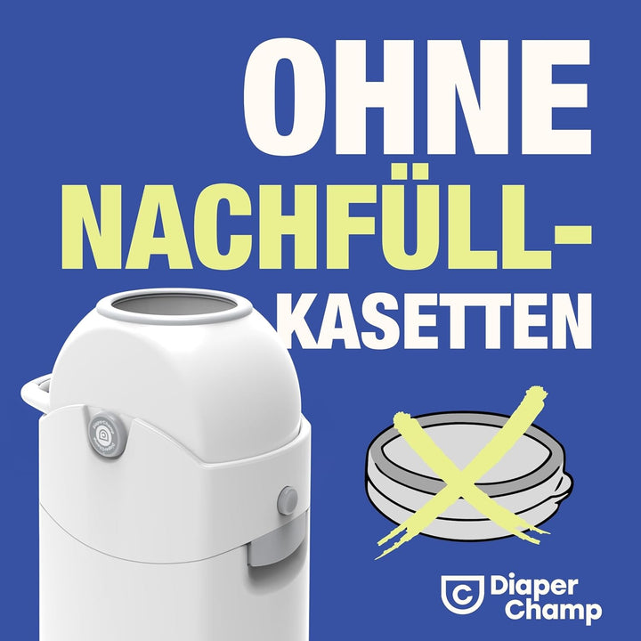 Asalvo Geruchsdichter Windeleimer Diaper Champ regular silber - für normale Müllbeutel