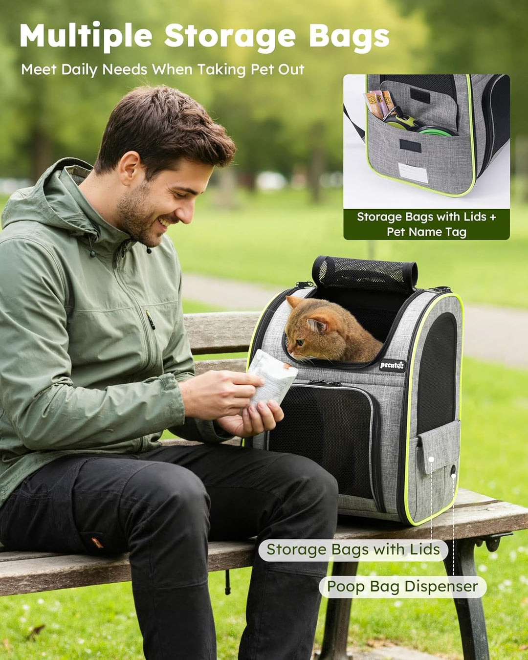 pecute Hunderucksack, Erweiterbar Faltbar, Katzenrucksack Grosse Katzen mit Anti-offener Reissversch