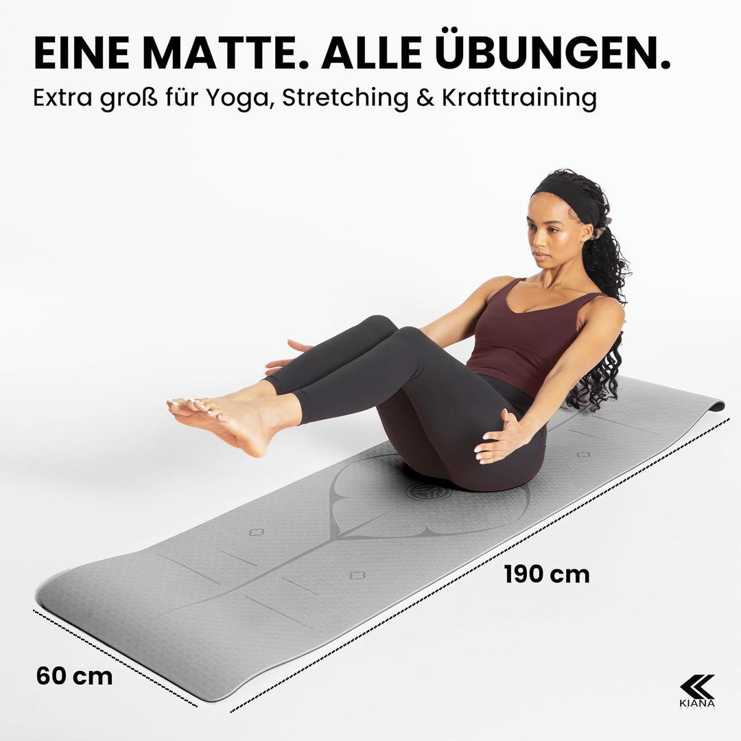 Yoga Matte – Rutschfeste Sportmatte in Deutschland entwickelt – 2 Komfort-Dicken – Formstabile Yogam