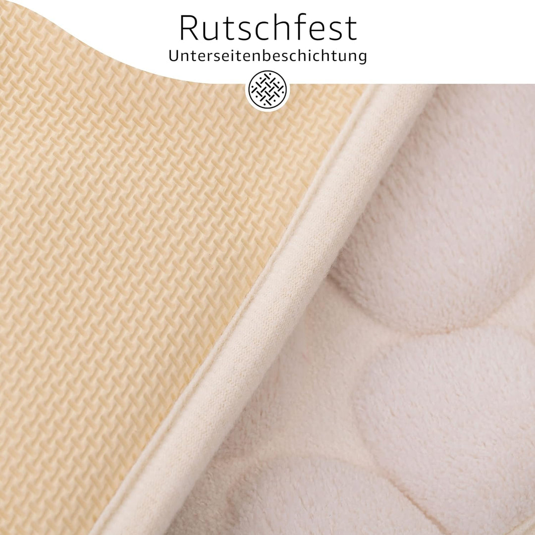 Amago - Mikrofaser Badteppich, Steinoptik 100 prozent PES, 50 x 80 cm - Creme Creme 50 x 80 cm, Crem