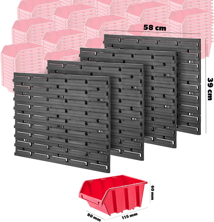 KADAX Werkstattwandregal, 116x78cm Lagersystem aus robustem Kunststoff, UV-Resistentes Werkstattrega