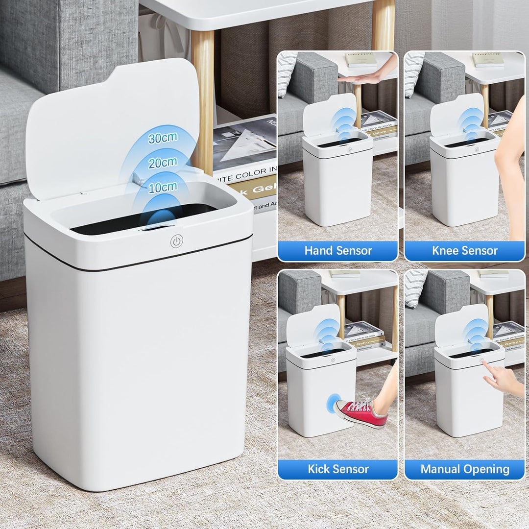 2er Set Mülleimer mit Sensor, 2x15L Elektrischer Mülleimer aus Kunststoff, Wasserdicht mit Automatis