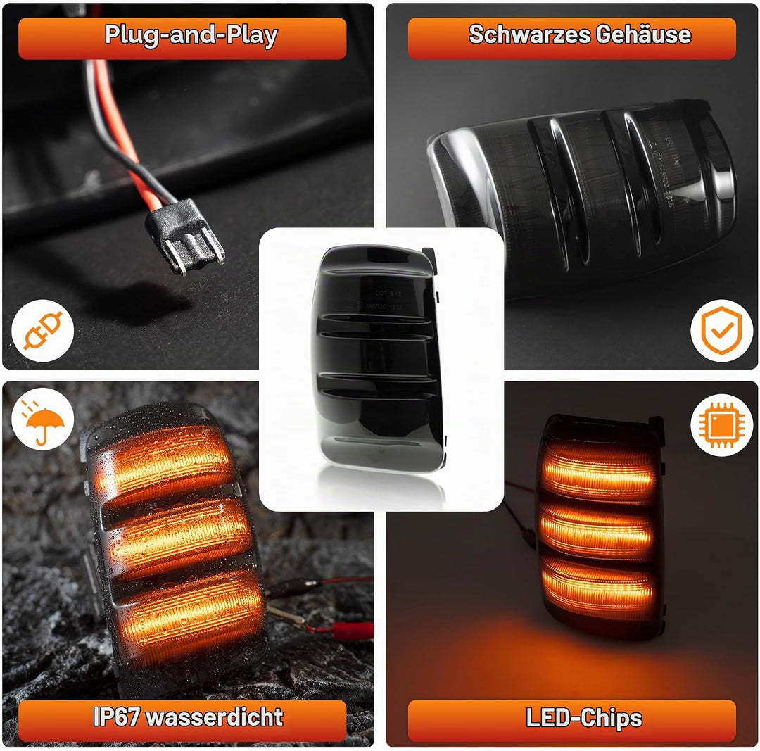 LED Spiegelblinker für Fo.rd Transit MK8 2014-2025, Rückspiegel Blinkleuchte für Wohnmobil, E-Prüfze