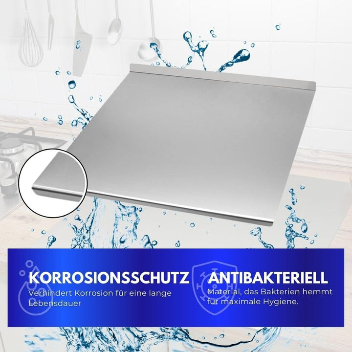 INOXLM Schneidebrett Edelstahl zum Kneten, Edelstahl Arbeitsplatte verschiedene Grössen für Küche, B