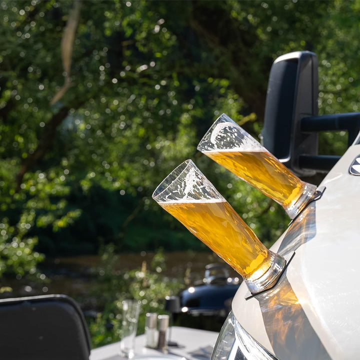 silwy® HIGH-TECH-Kunststoff-Magnet-Gläser inkl. Metall-Nano-Gel-Pads – rutschfeste Campinggläser, Bo