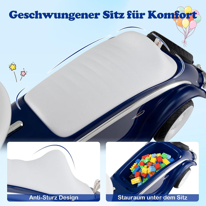 COSTWAY Rutschauto, klassisches Rutschfahrzeug mit Lenkrad & Hupe & LED-Scheinwerfer, Kinderfahrzeug