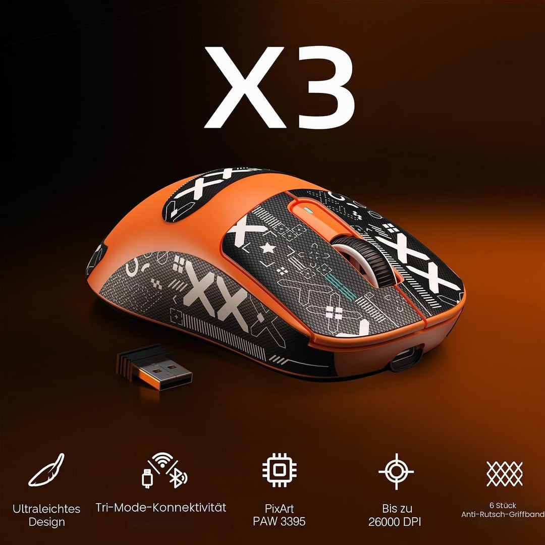 VGN GAMEPOWER x Attack Shark X3 Superlight Kabellose Gaming-Maus, 49g Ultraleicht Esports Mouse, 260