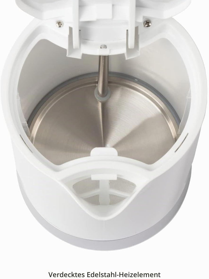 Clatronic Wasserkocher 1,8L mit verdecktem Edelstahlheizelement | Kettle mit herausnehmbarem Kalkfil