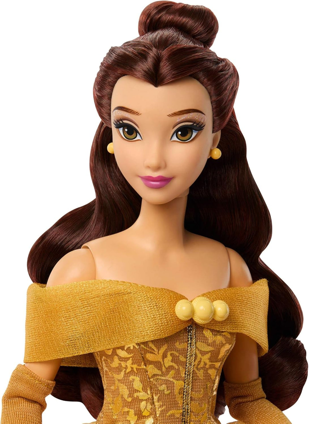Mattel Disney Princess Glitzerprinzessin Belle-Modepuppe mit Zubehör, mit abnehmbarem Kleid, abnehmb
