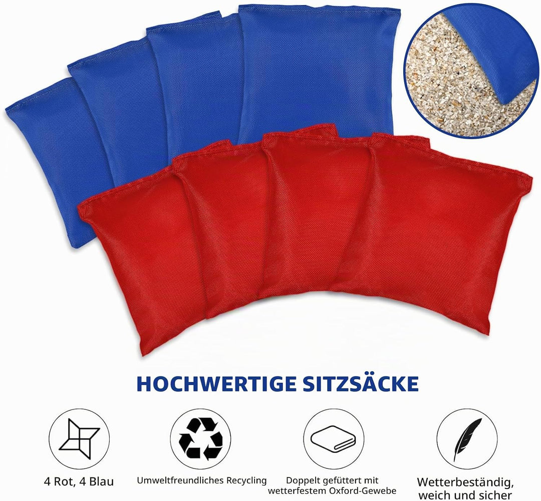 NZQXJXZ 3 x 2FT Aluminium Cornhole Set Outdoor, 2 in 1 Cornhole Game mit 8 Sitzsäcken &amp; Tragetasche