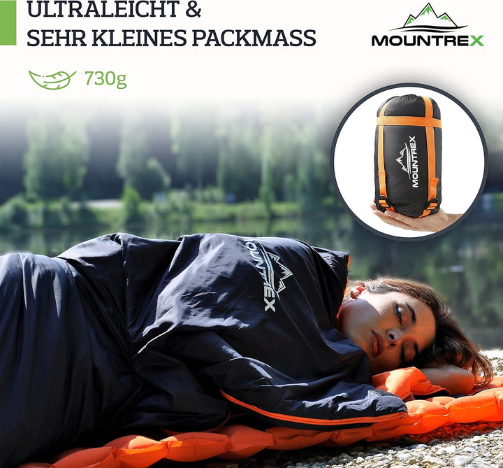 MOUNTREX® Schlafsack - Kleines Packmass & Ultraleicht (700g) Sommer Deckenschlafsack - Outdoor Somme