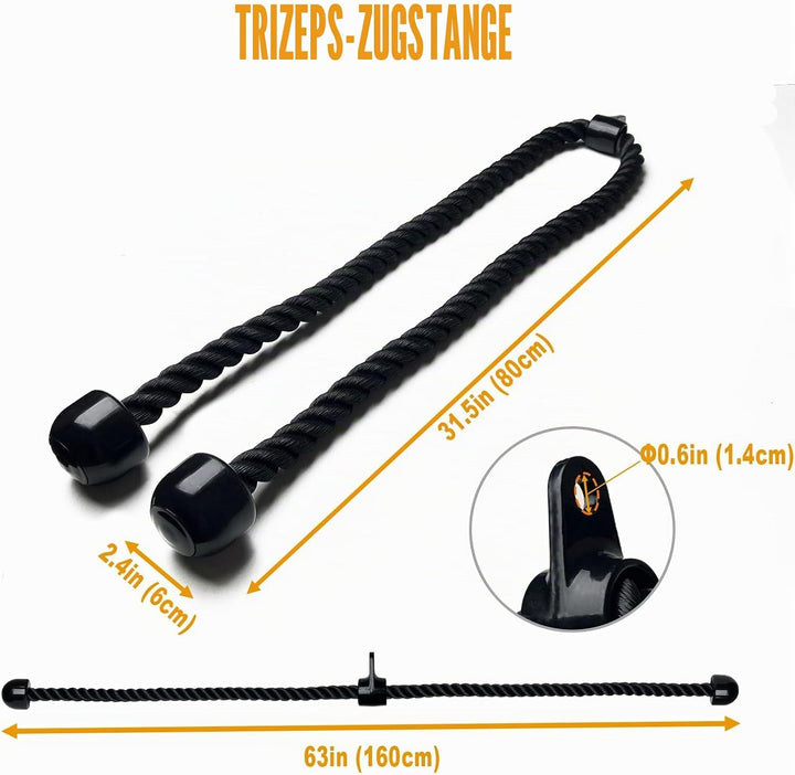KORIKAHM langes Triceps Seil, Seil Pull Down Befestigung 120/140/160cm, Tricep Pull Down Seil für Ho