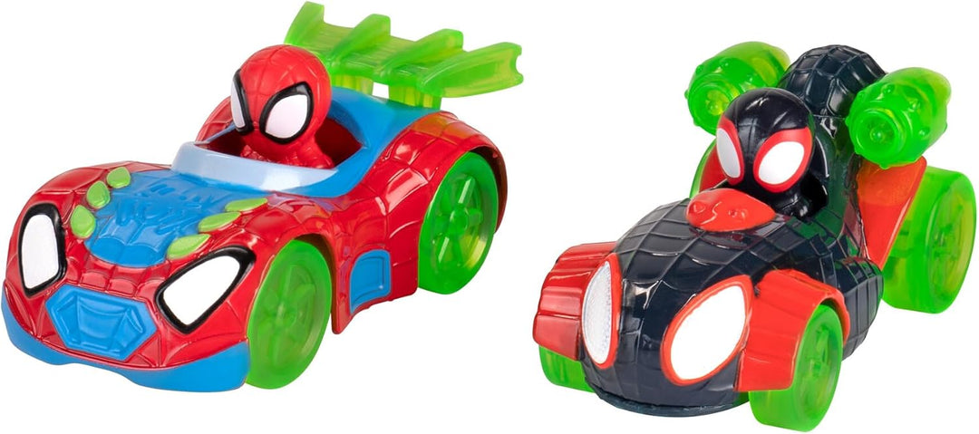 Spidey und Seine Super-Freunde SNF0273 - Mega Jump Rennstrecke mit 2 Metallfahrzeugen, ab 3 Jahren