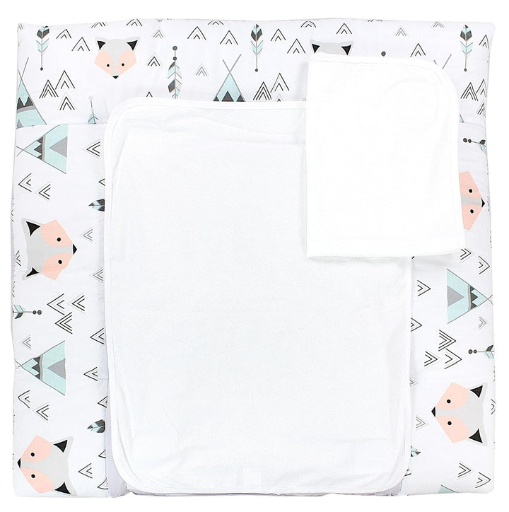 TupTam Wickelauflage inkl. 2 Frotteebezüge Modell MAR02579, Farbe: Grau/Fuchs Mint, Grösse: 75 x 85