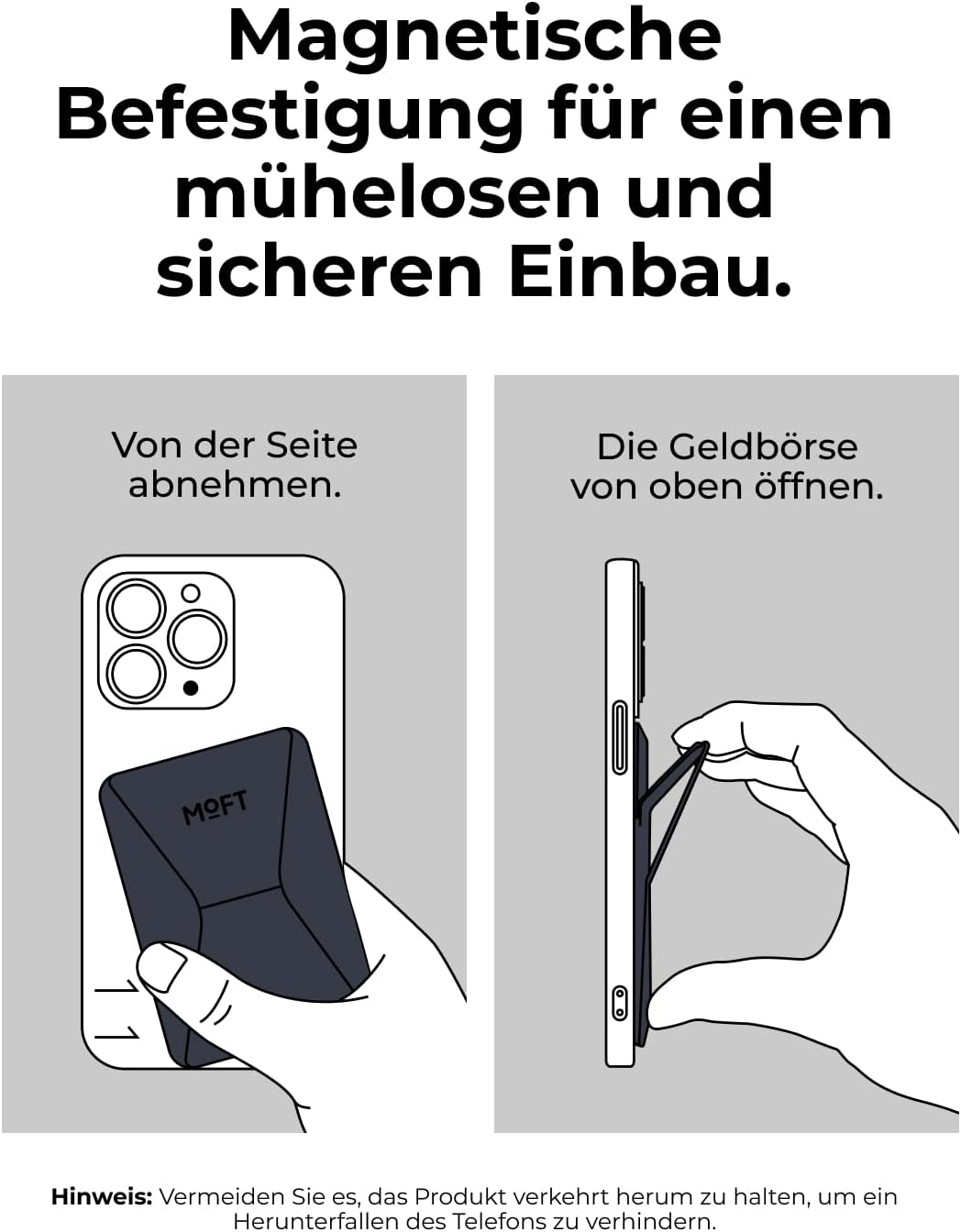 MOFT Magnetische Wallet Ständer für iPhone 15/14/13/12 Serie Kompatibel mit MagSafe, MOVAS Vegan Led