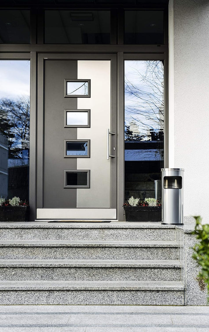 Durable Papierkorb Safe mit Ascher und Flammenlöschkopf, rund, silber, 333223, Silber
