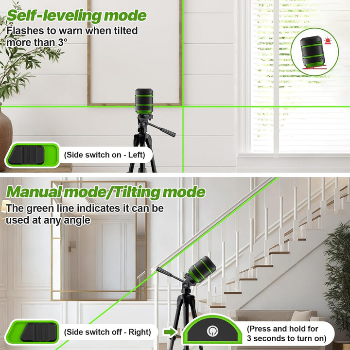 Kreuzlinienlaser mit Stativ, 360 Grad Laser Level, Laser Wasserwaage, Helligkeit einstellbar/IP54 Wa