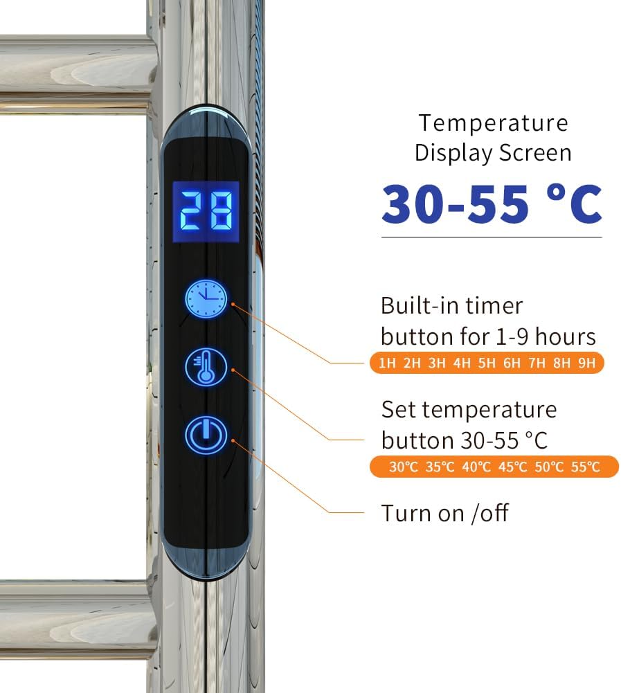KWW Beheizter Handtuchhalter, Fernbedienung mit APP Tuya, Handtuchwärmer mit Timer, an der Wand Befe