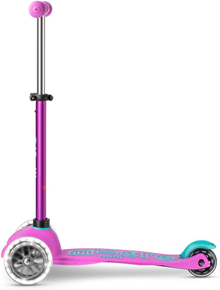 Micro Scooters | Mini Micro Deluxe LED Children's Scooter | Handlebar Adjustable | Light Up Wheels |